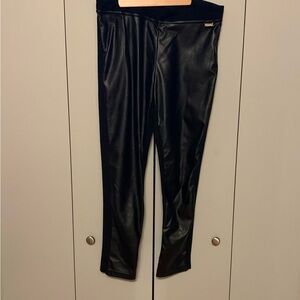 Calvin Klein Black Vegan Leather mixed media Pants size m